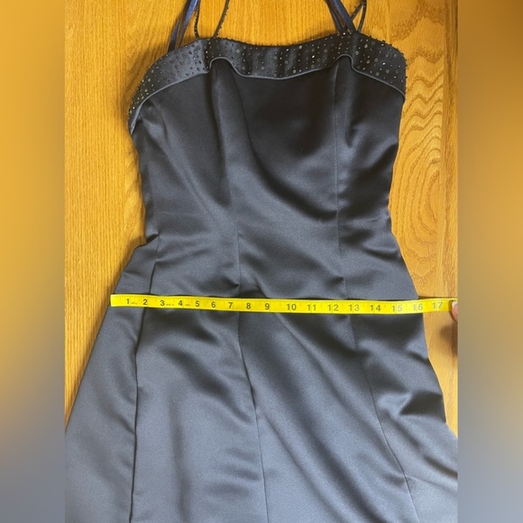 Mori Lee Satin Navy Bridesmaid Prom Dress Size 3/4 - Picture 5 of 8